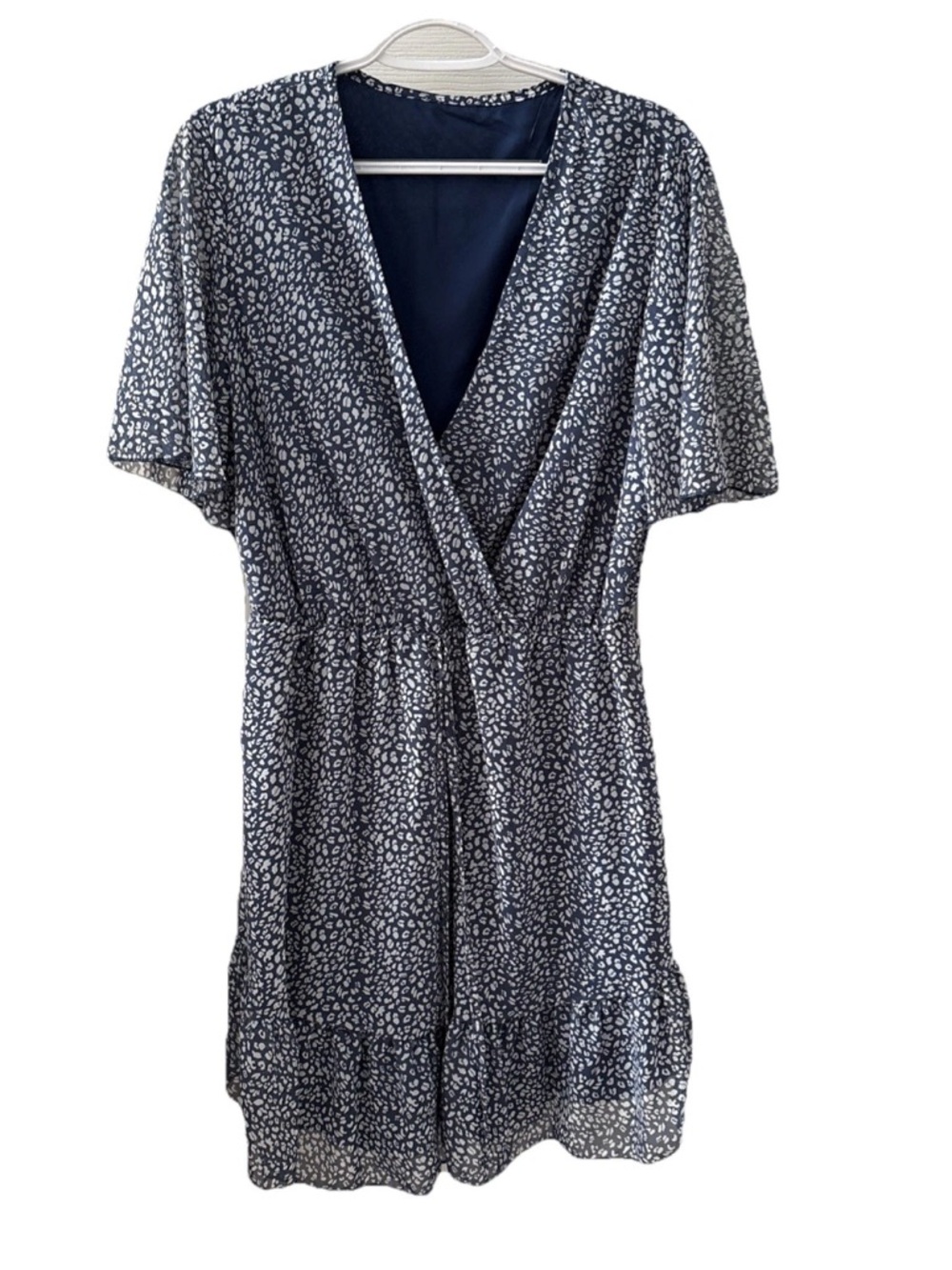 Women's Dress Blue Leopard Print Sundress Size LARGE